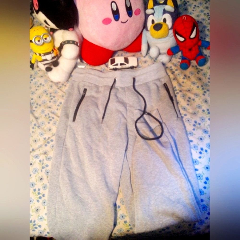 Gray Designer Zipper Pocket Jogger Pants